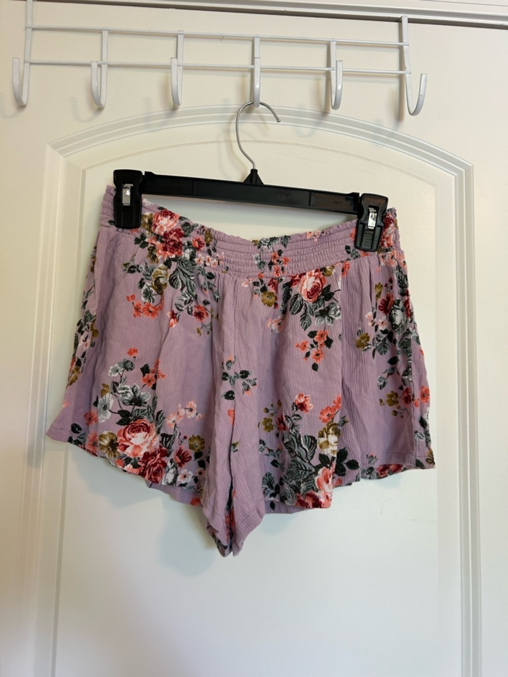 Angie Lavender Floral Smocked Waist Shorts